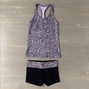 Girl’s Ivivva by Lululemon KeepUrCool Racer Purple Tank Sparkle Shorts Set 10